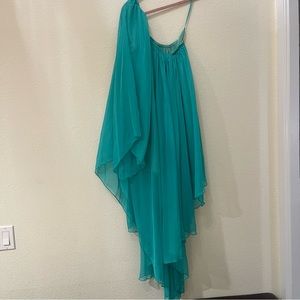 Teal one shoulder flowy dress Size M